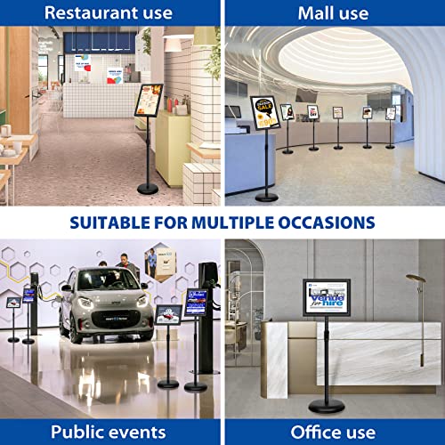 Vaiigo 6Packs 8.5X11 Inch Adjustable Pedestal Poster Sign Stand, Heavy Duty Floor Standing Sign Holder Stand Aluminum Snap Open Frame For Vertical And Horizontal View Sign Displayed(Black) #TOP6