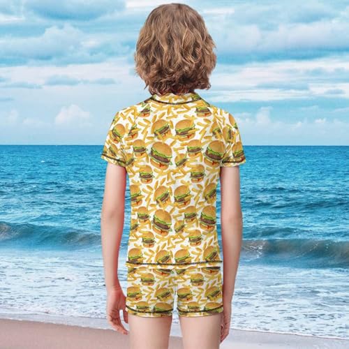 Hamburger and French FriesChildren's Swimsuits Boys Two Piece Suit10-12Y（150cm）2