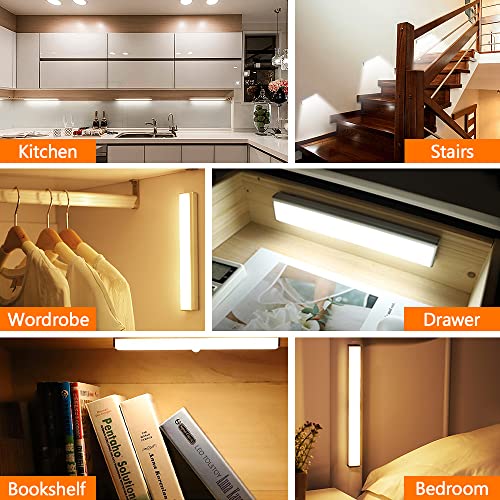 Image of 6 Pack LED Motion Sensor Lights, 10 LED Closet Battery Operated Lights, Stick-On Anywhere Magnetic Night Light Bar, Led Safe Light Indoor for Closet Stairs Wardrobe