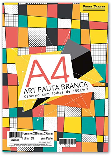 Pauta Branca 5-2408-8, Bloco Técnico sem Margem Desenho 20 Folhas, Multicolor, A4, pacote de 10