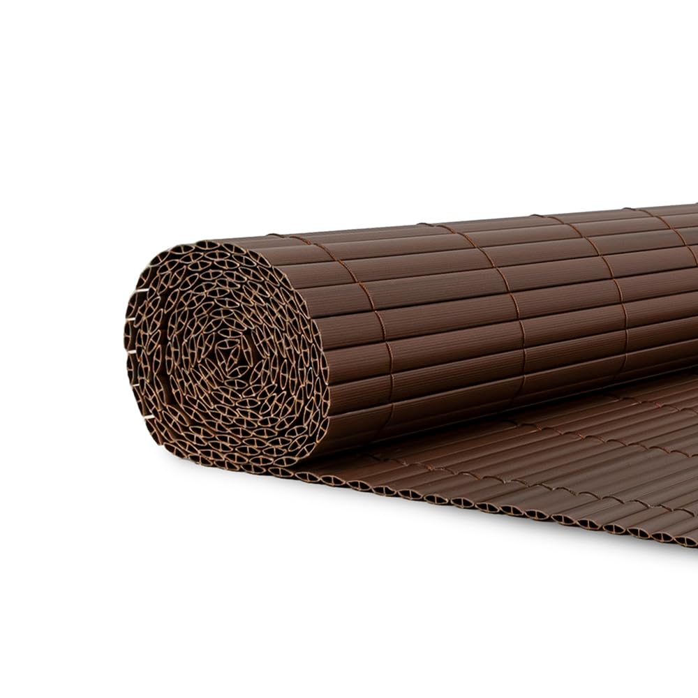 Mazovia Malla de Ocultación PVC 150x500 cm, Marrón, Ocultación Balcón, Terraza, Jardín, Resistente a la Intemperie y a Los Rayos UV, Moderno Pantalla de Privacidad, Todo el Año, Sin Taladrar