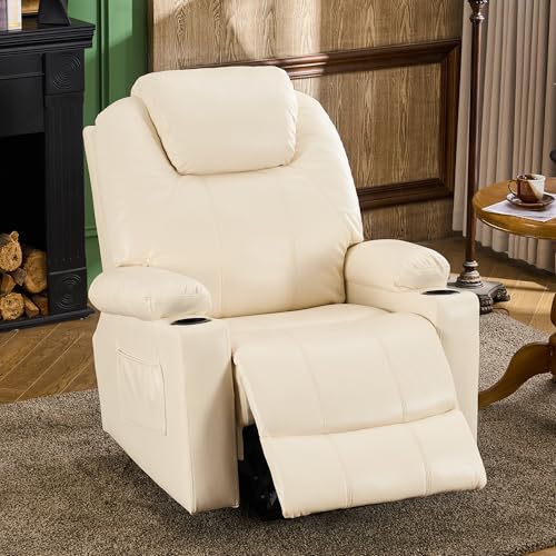 SALOHZA Power Lift Recliner Chair for Elderly with Massage and Heat for Living Room, Electric Recliner Chair for Adults with USB/Type C Port/Cup Holders, PU Faux Leather, Cream White - Image 8