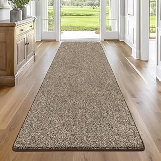 Enyhom Non Slip Carpet Runners 80x200cm, Super Water Absorbent Runner Rugs for Hallway Machine Washable Polyester Floor Mat for Hall, Entryway, and Corridor,Khaki