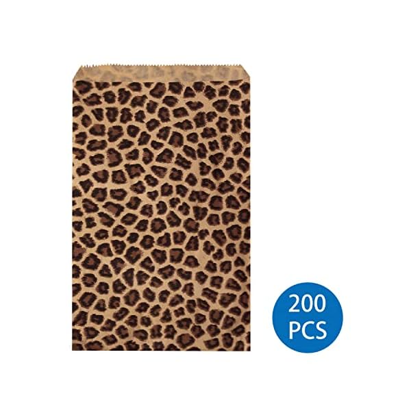 Ikee Design 200 Stück 15,2 x 22,9 cm flache Papiertüten mit Leopardenmuster oder gemusterten Kraftpapier für Süßigkeiten… – Bild 4
