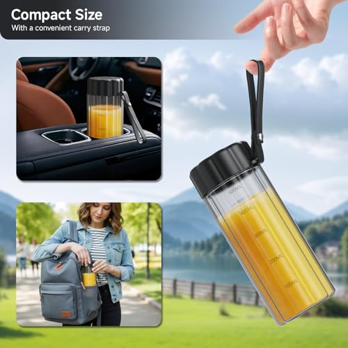 TOMUOO Portable Blender, Small Smoothie & Shake Maker with 6 Blades, USB-C Rechargeable Personal Blender with LED Display, Travel-Friendly Mini Juicer Cup for Home, Office, Gym, Outdoor, 17oz, Black - image 6