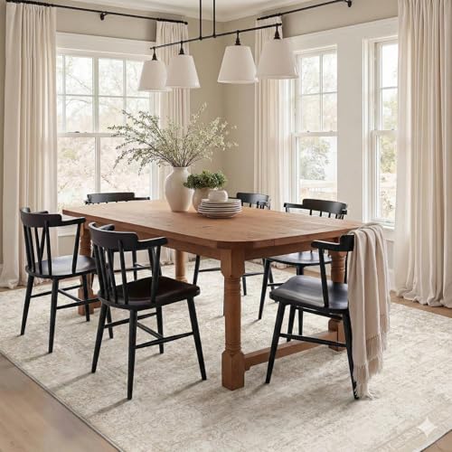 Homemate Washable 6x9 Faux Wool Rug, Non-Slip, Beige