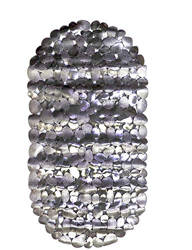 Dependable Industries inc. Essentials Nonslip Metallic Pebble Bathtub Mat with Suction Cups 26.5