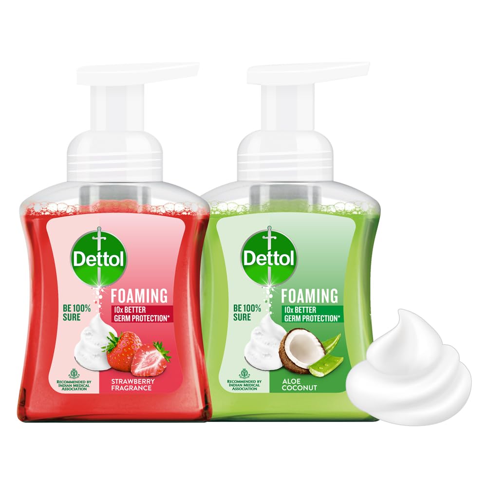 Foaming Handwash Pump Combo, Aloe Coconut & Strawberry (2 x 250ml) | Rich Foam | Moisturizing Hand Wash | Soft on Hands