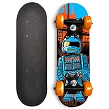 Kids Beginner Skateboard from Rude Boyz - Learn Skateboarding in Style - Mini Wooden Cruiser Board with Cool Graphics for Boys & Girls 3-5 Years - 17” Deck, 54mm Wheels, Lightweight - Safe & Durable