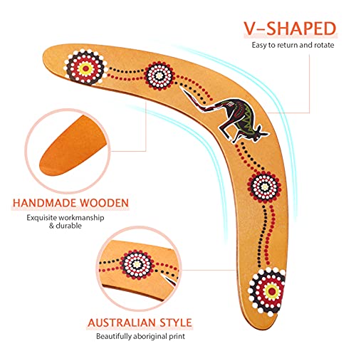 CLISPEED Bumerang für Kinder Erwachsene Leicht aus Holz Zurückzukehren um Bumerang mit Bunten Grafiken zu Erzeugen - Image 3