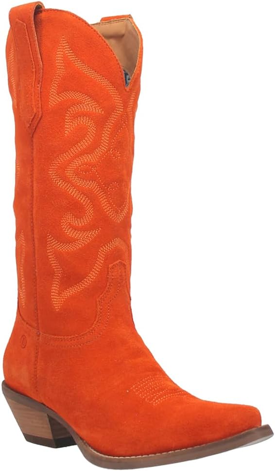 Dingo Womens Out West Embroidered Snip Toe Casual Boots Mid Calf Mid Heel 2-3"