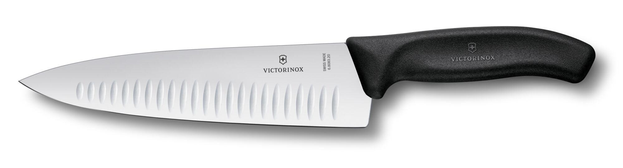 Victorinox Swiss Classic 8 Inch Chef's Knife with Granton Blade, Stainless Steel, Black