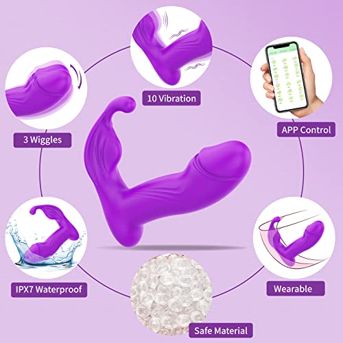 Vibrating Wiggling Wearable G Spot Dildo Vibrators Clitoral With App Remote Control For Panties, Butterfly Vibrators For Women, Waterproof Wearable Rose Vibrator Dildo Sex Toys For Couples #TOP2