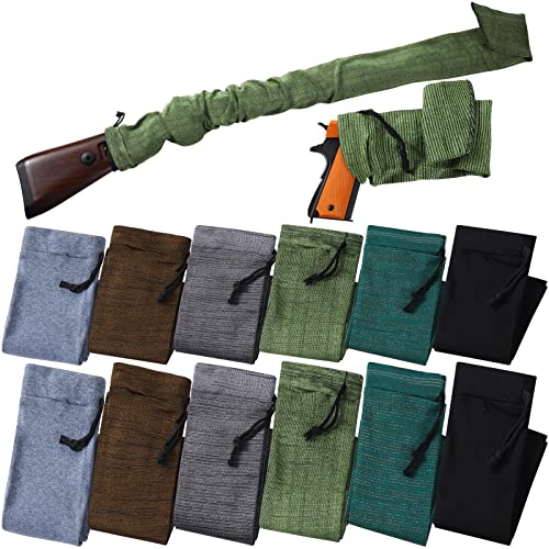 Tatuo 12 Pieces Gun Sock and Rifle Sock Set Silicone Treated Knit Rifle Gun Sleeve for Scopes Pistol Storage Grips Hunting Shooting Tactical Accessories, 55 x 4 Inches, 16 x 4 Inches - Tatuo