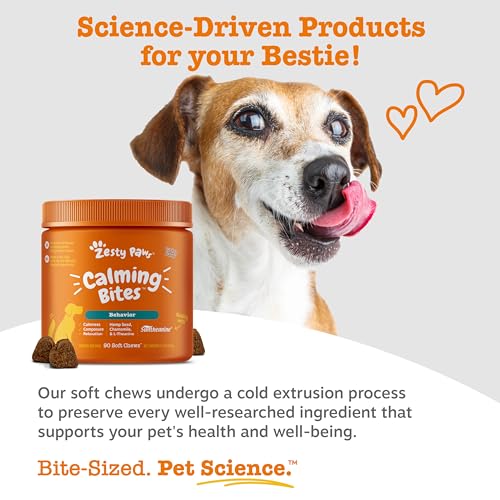 Image of Zesty Paws Calming Chews for Dogs - for Everyday Stress, Relaxation, Composure, and Separation Peanut Butter 50 Count