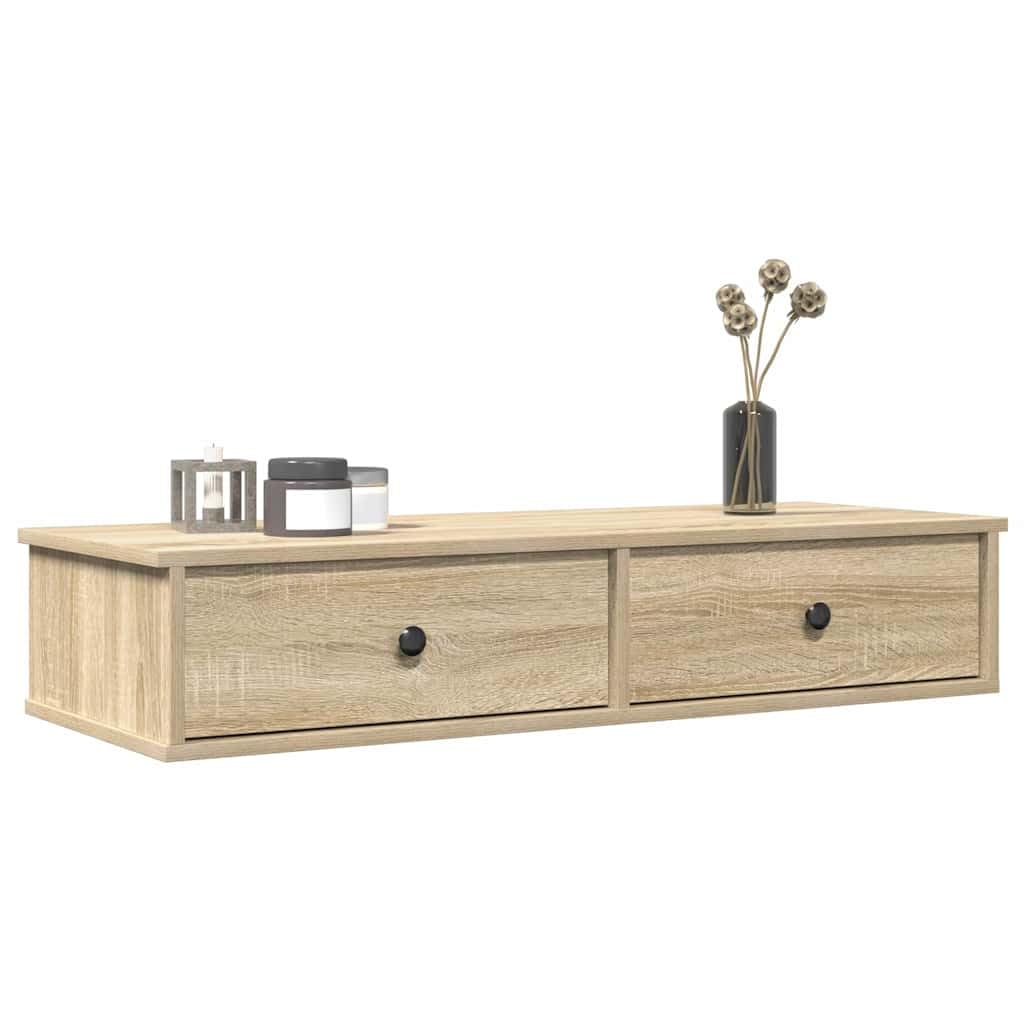 Estantería de pared con cajones, roble Sonoma, 100 x 37,5 x 19 cm