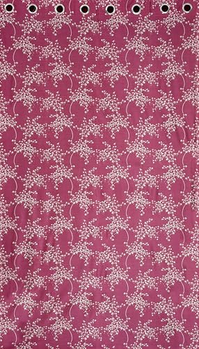 Image of Floral Printed Home Decor Curtains for Living Room, Bedroom Doors and Windows Panel, Parda, Eyelets Hanging, Wine Color, 4 x 5 Feet, 1 Piece