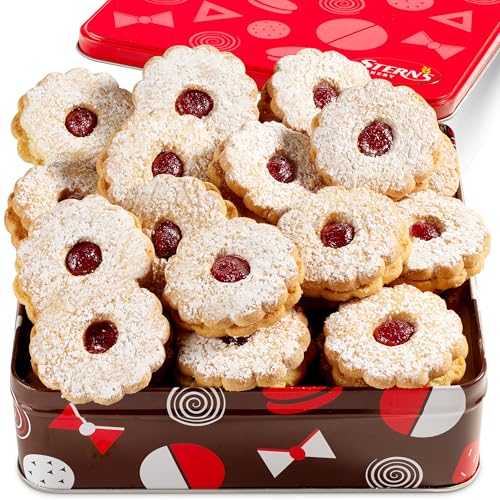 Linzer Cookies [18 Count] | Shortbread Cookies filled with Raspberry Jam | Birthday Food Gifts for...