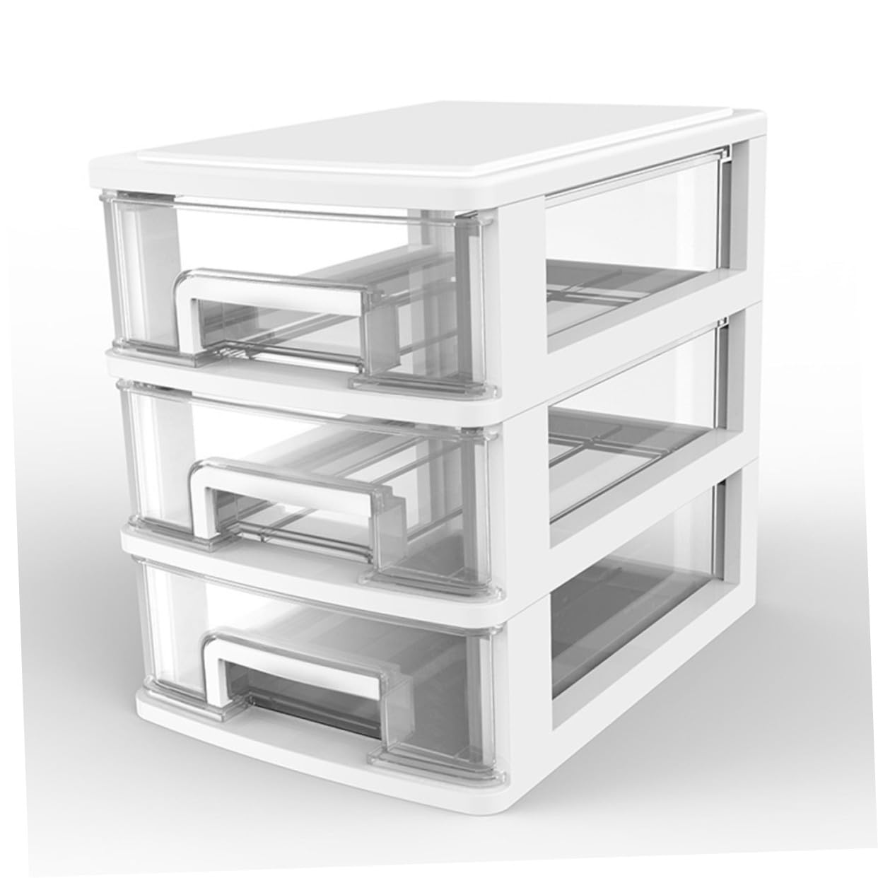 Cassettiera Porta Oggetti in Plastica Bianca Tre Livelli e Design a Cassetto, Portatile e Multifunzionale per Bagno e Scrivania