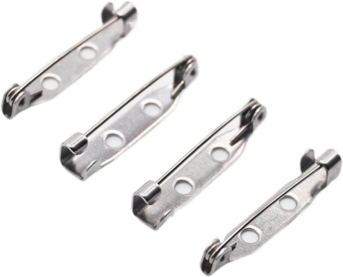 Brooch Base, Stainless Steel Pins Brooch Base Back Bar Badge Holder DIY Jewelry Making Findings(Simple Style 25 mm)