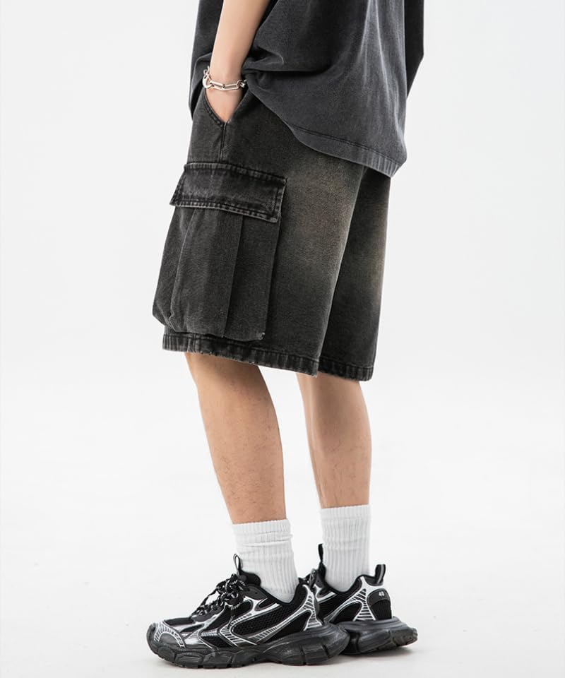 POHADON Men's Y2K Baggy Jean Shorts Denim Jorts Elastic Waist Casual Loose Fit Lightweight Summer Streetwear Grunge Clothes - Image 6
