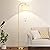 Ambimall Arc Floor Lamp with Beige Linen Shade - Gold, Dimmable Bulb, Colors Temperature Adjustable, Foot Pedal Switch and Remote Control, Easy Assembly