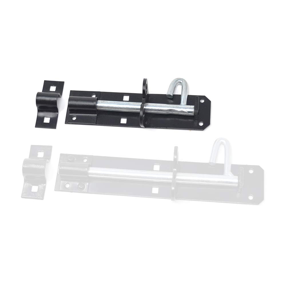 ZEROplusMild Steel Brenton Pattern Padlock Lock Bolt, for Garden Gates, Sheds (152mm, Black Japanned)