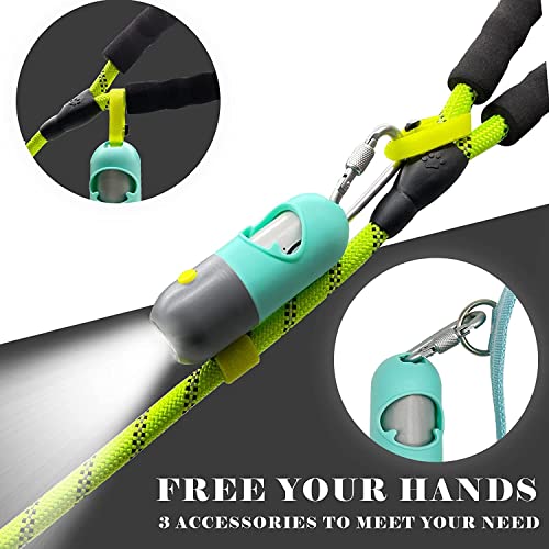 Image of Dog Poop Bags Holder with LED Flashlight Doggie Poo Bag Dispenser for Leash Hands-free Pet Waste Bags Pouch with Rechargable Battery and USB cable (1 Holder 195 Bags, Mint Green)