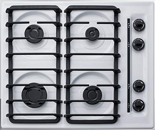Image of Summit 24" 4 Burner Gas Cooktop, Sealed Burners, White, Cast Iron Grates, Made in the USA- WTL033S