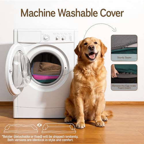 Image of Comfort Expression Washable Orthopedic Dog Bed for Large Sized Dogs | Waterproof Memory Foam Pet Bed 36x27 Inch with Removable Cover with Non-Slip & Bolster