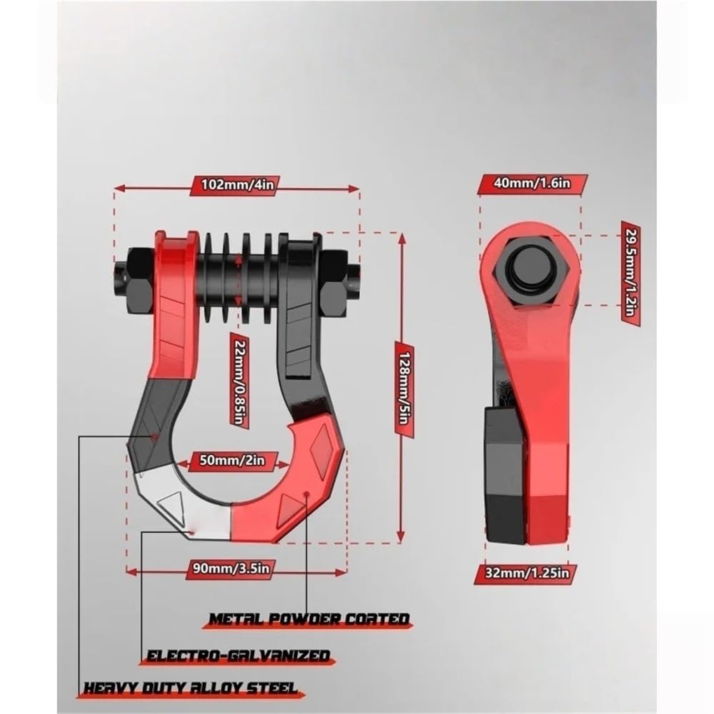 OUTMX Split Trailer Grilli Rimorchio U-Hook 8Ton 0.75" D Grilli per Veicolo 4WD Off-Road Parti Argano Corda Gancio