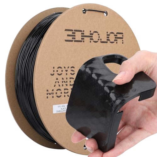 TPU Filament 1.75mm TUP95A 3D Printer Filament Flexible Soft 3D Filament 1KG (2.2lbs) fit Most FDM 3D Printers Dimensional Accuracy +/- 0.03 mm-Black