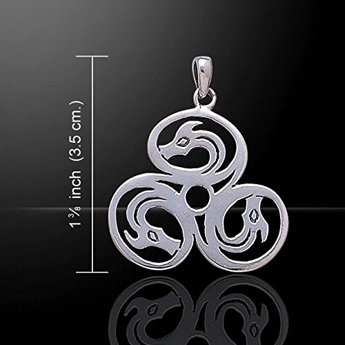 Sterling Silver Celtic Trinity Knot Triple Dragons Pendant Necklace 18"3