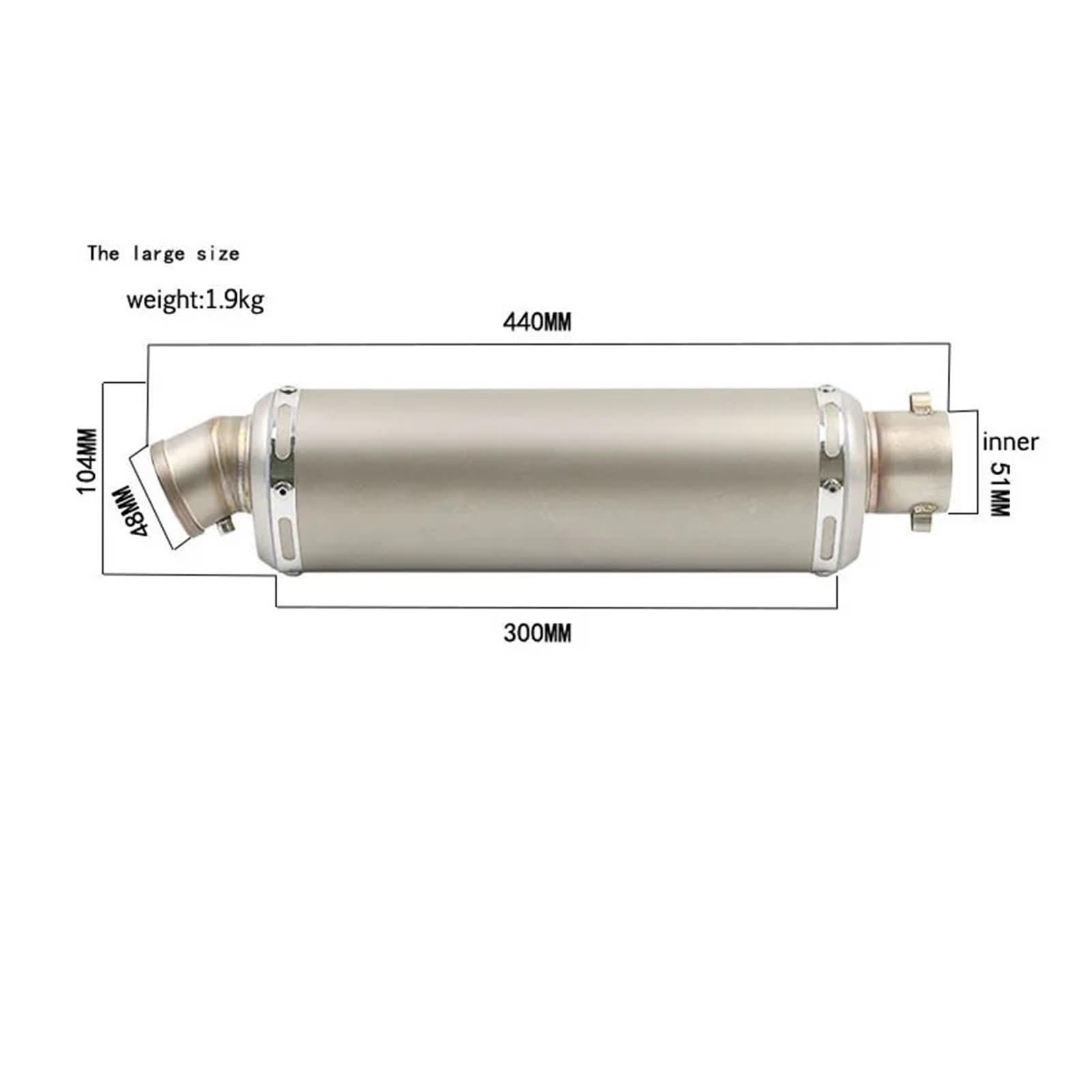 Tłumik końcowy 51mm Uniwersalny Motocykl Yoshimura Wydech Tłumik 310 370 440 Mm Rura 100cc-1000cc Skuter Dla Fz6 Pcx125 układ wydechowy samochodowy(Type B2 with sticker)