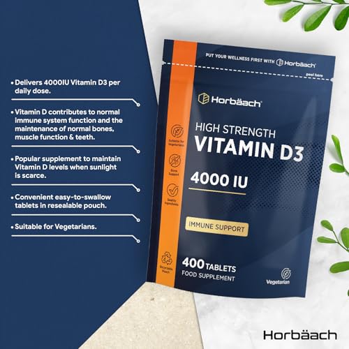 Vitamin D Tablets 4000IU | 400 Count | High Strength Vitamin D3 Supplement | Vegetarian | by Horbaach - Image 3