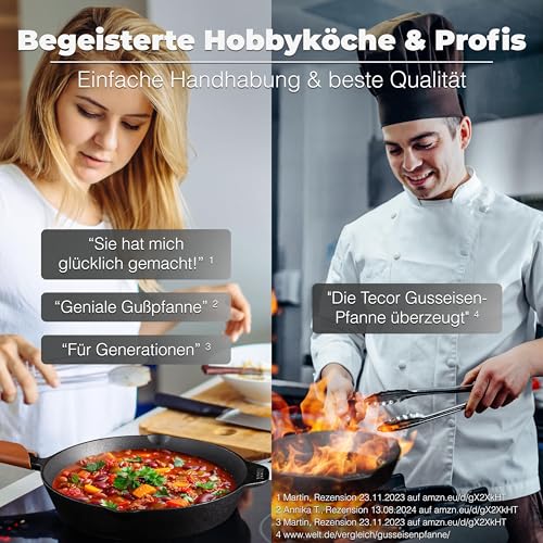 TECOR Gusseisenpfanne Induktion 28 cm ungeschliffen, universell, natürlich – Ansicht 5