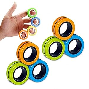 6PCS Magnetic Rings Fidget Toys, Roller Rings, Adult Finger Fidget Toys, ADHD Anxiety Relief Decompression Magical Ring…