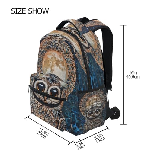 Owl Moon Mandala Aztec Backpack for School Boys Girls Adults Kids Bookbag Laptop Bag 18L4