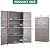 YITAHOME Outdoor Storage Shed, Patio Storage Cabinet with Double Doors and Adjustable Shelf, 63 Inch Wicker Outside Vertical Tools Cabinet for Garden, Lawn, Backyard (Brown)