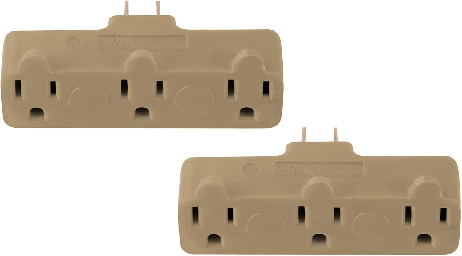 GoGreen Power Inc. (G-03418BE-2) 3 Outlet Tri-tap, Beige, 2 Pack