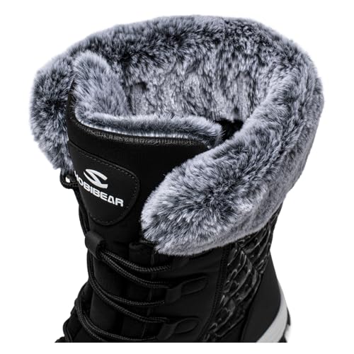 HOBIBEAR Women's Winter Snow Boots Waterproof Lightweight Warm Faux Fur Lined Mid-Calf Booties（Black Size 7 Women - image 4