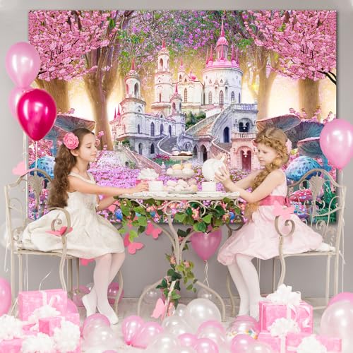 Fondo Fotográfico Castillo Princesa 7x5ft Rosa miniatura 4