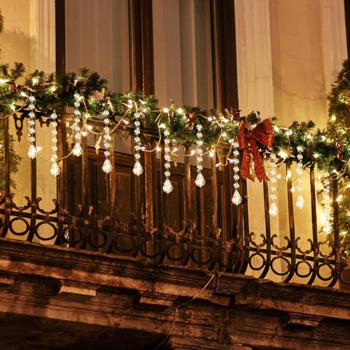 Nuenen 100 Pcs Acrylic Hanging Crystals for Centerpieces Chandelier Clear Crystal Garland Strands Ornament Acrylic Clear Beads Prisms Pendant for Christmas Tree Window Home Decoration(Maple Leaf) - Image 3