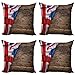 Union Jack poszewka na poduszkę 4 szt., flaga Wielkiej Brytanii na starym dębu drewniana deska angielski kraj Wielka Brytania poszewka na poduszkę miękka poszewka na poduszkę dekoracja domu poszewka na poduszkę na krzesło łóżko 45 x 45 cm
