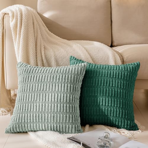 Housse de coussin rayée en fourrure Softaker lot de 4 décoration salon