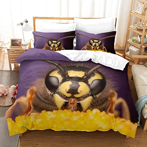 Housse de couette abeille 3D 200x200 cm avec 2 taies d'oreiller - 2