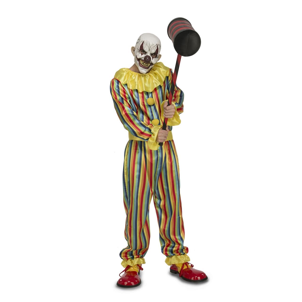 viving - Prank Clown Jumpsuit, Belt and Mask Size XXXL, Multicolor (1), Multicoloured, 3XL