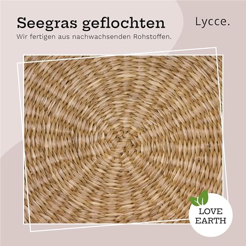 Lycce Aufbewahrungskorb Natur, Korb geflochten aus Seegras | dekorativer Flechtkorb mit Henkel vielseitig einsetzbar in deinem Zuhause als Wäschekorb, Picknickkorb, Präsentkorb leer | Gr. 2 (Ø 34 cm)