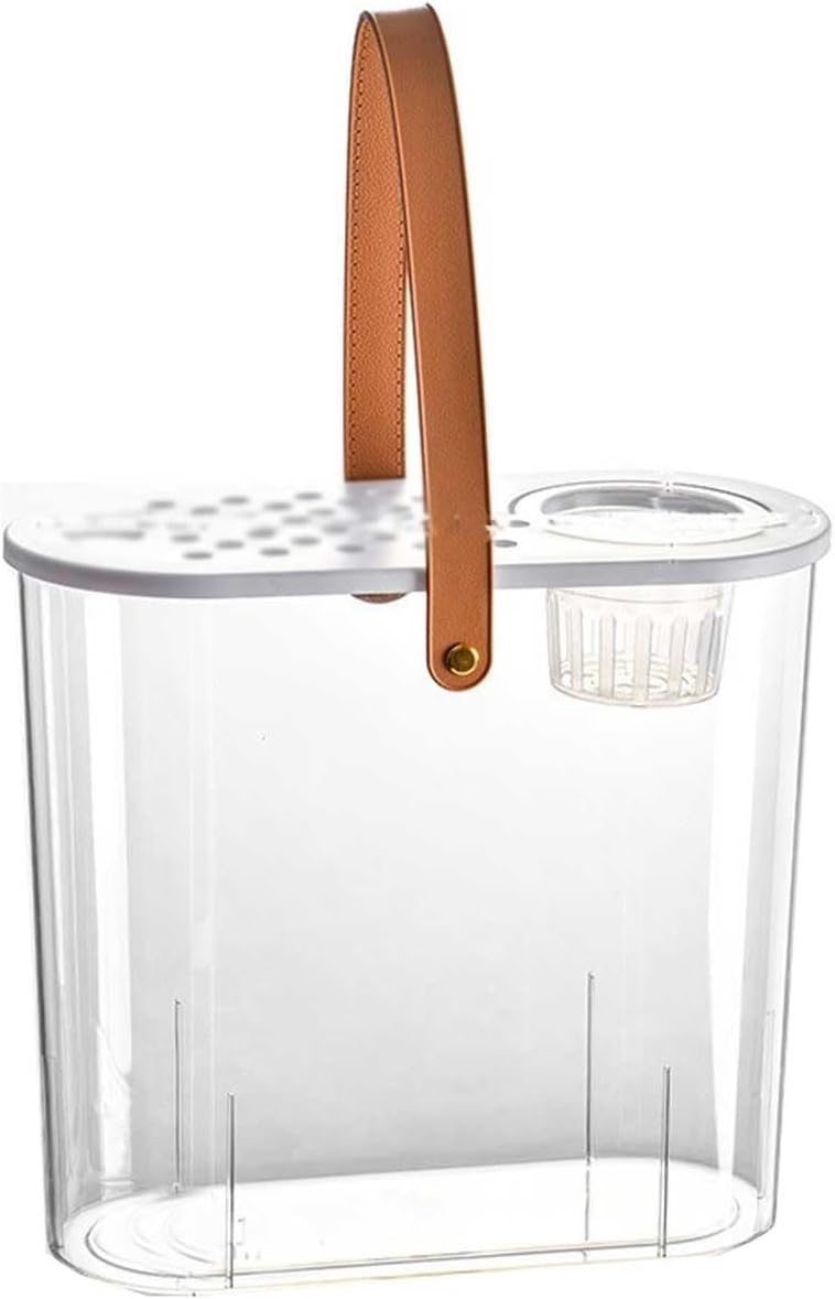 Fish Aquarium Tank Transparent Acrylic Fish Tank with Breathable Lid and Easy to Move Carrying Handle Living Room Office Desktop Decorative Fish Tank Planter Aquarium Tank(White)