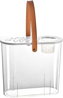 JUNCHENG1008 pecera Pecera de acrílico Transparente con Tapa Transpirable y asa de Transporte fácil de Mover, Maceta Decorativa for Escritorio, Sala de Estar y Oficina Acuario(Blanco)